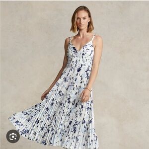 Ralph Lauren Floral Pleated Satin Dress